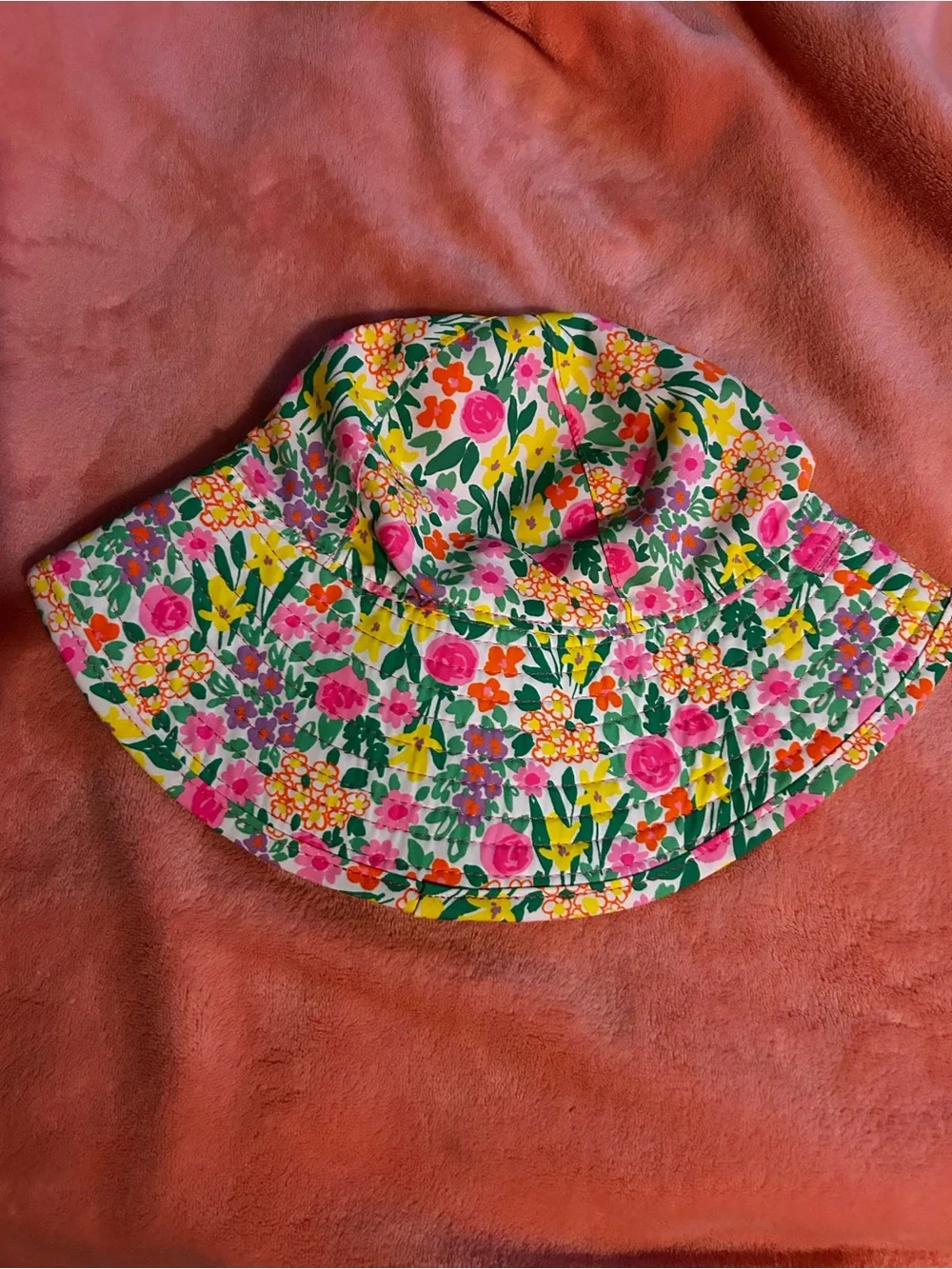 Lilly Pulitzer Girls Floral Sun Bucket Hat - Pink, Yellow & Green